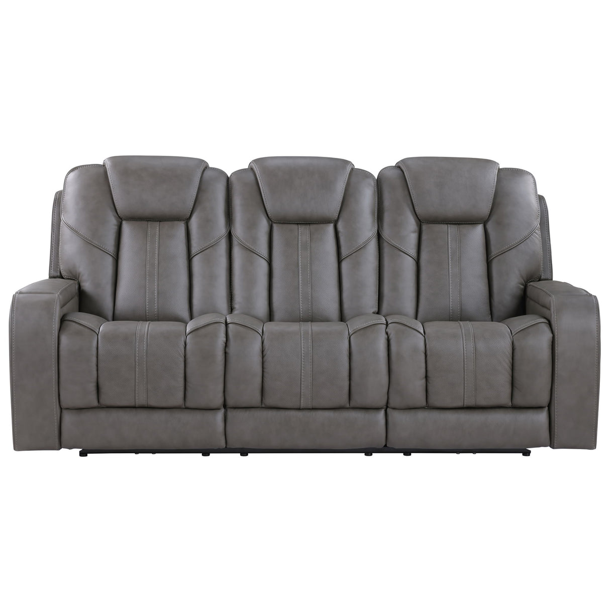 Daniel - 3 Piece Triple-Power Leather Reclining Set - Gray