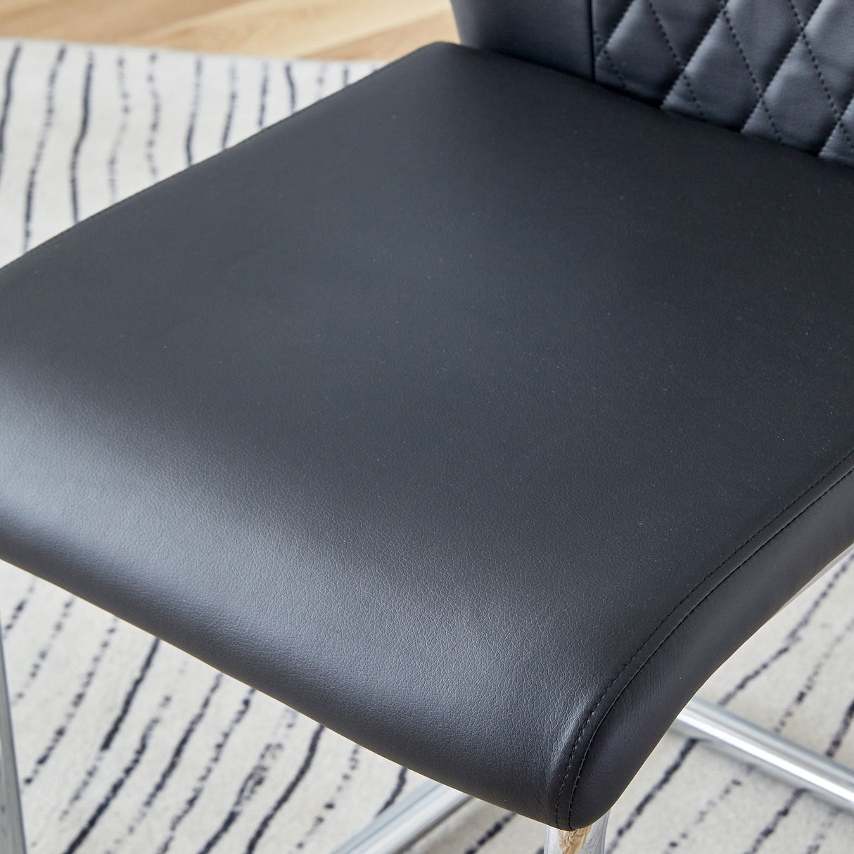 Modern Dining Chairs With Padded Seat, Metal Legs