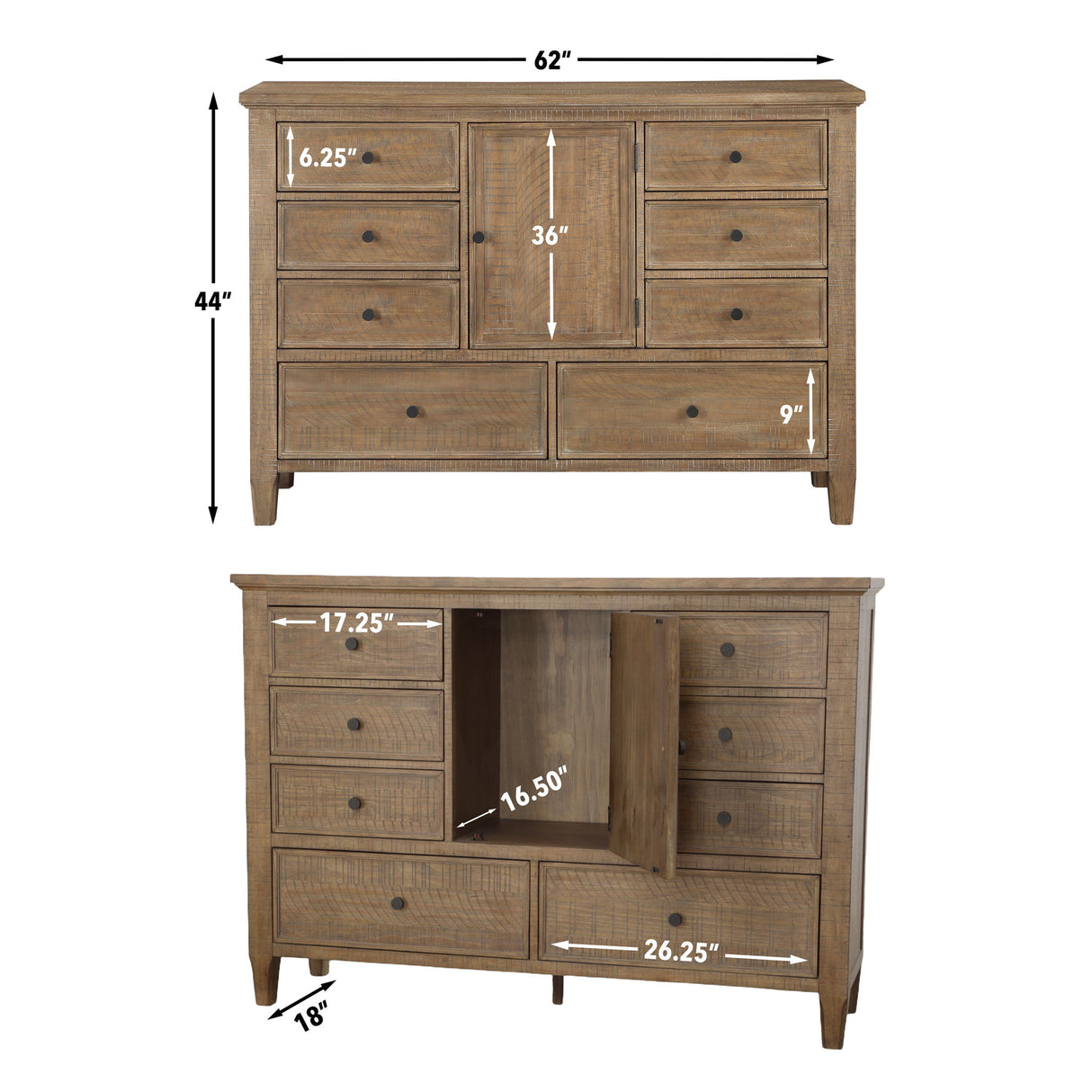 Riverdale - 6 Drawer Dresser - Brown