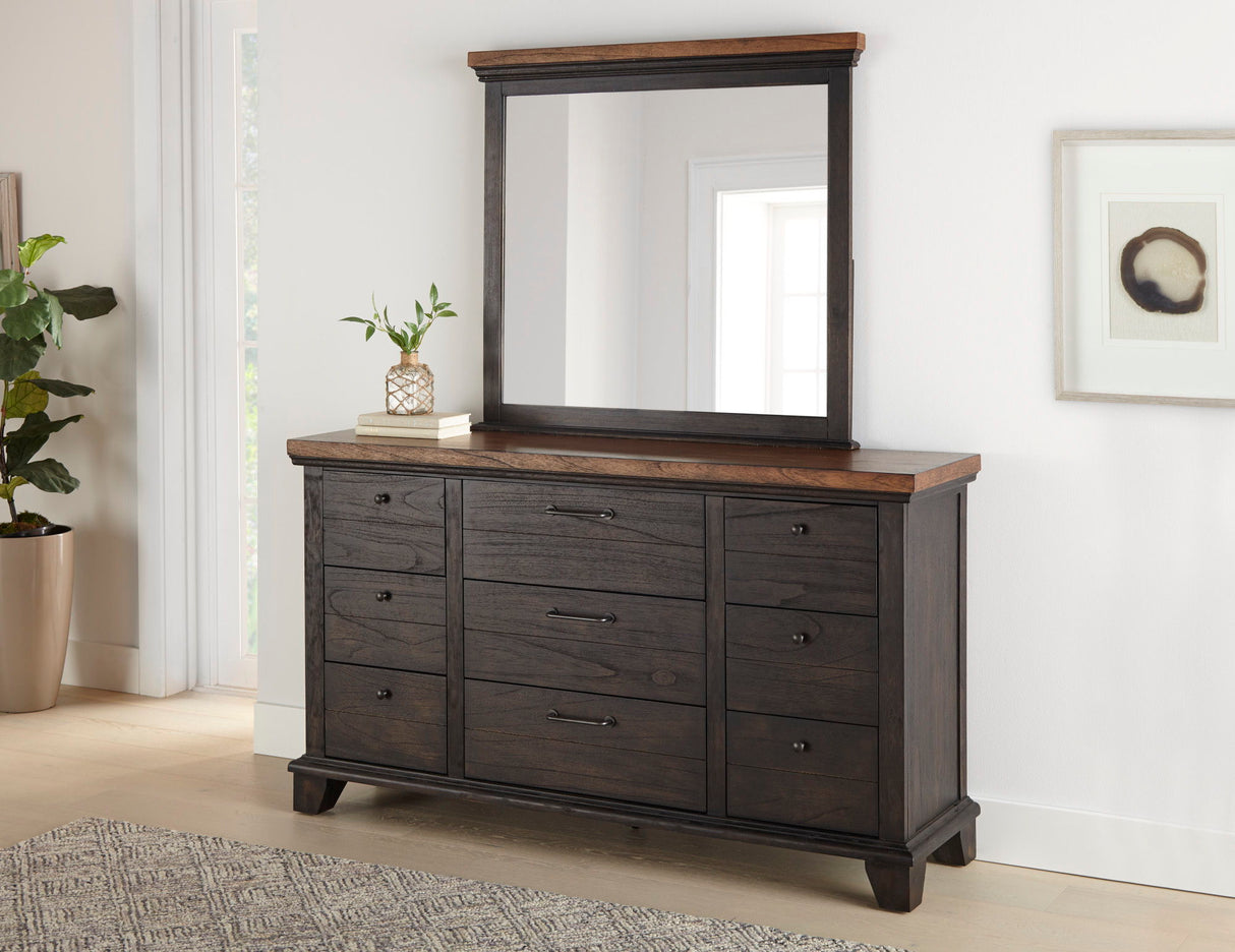 Bear Creek - Dresser And Mirror - Dark Brown