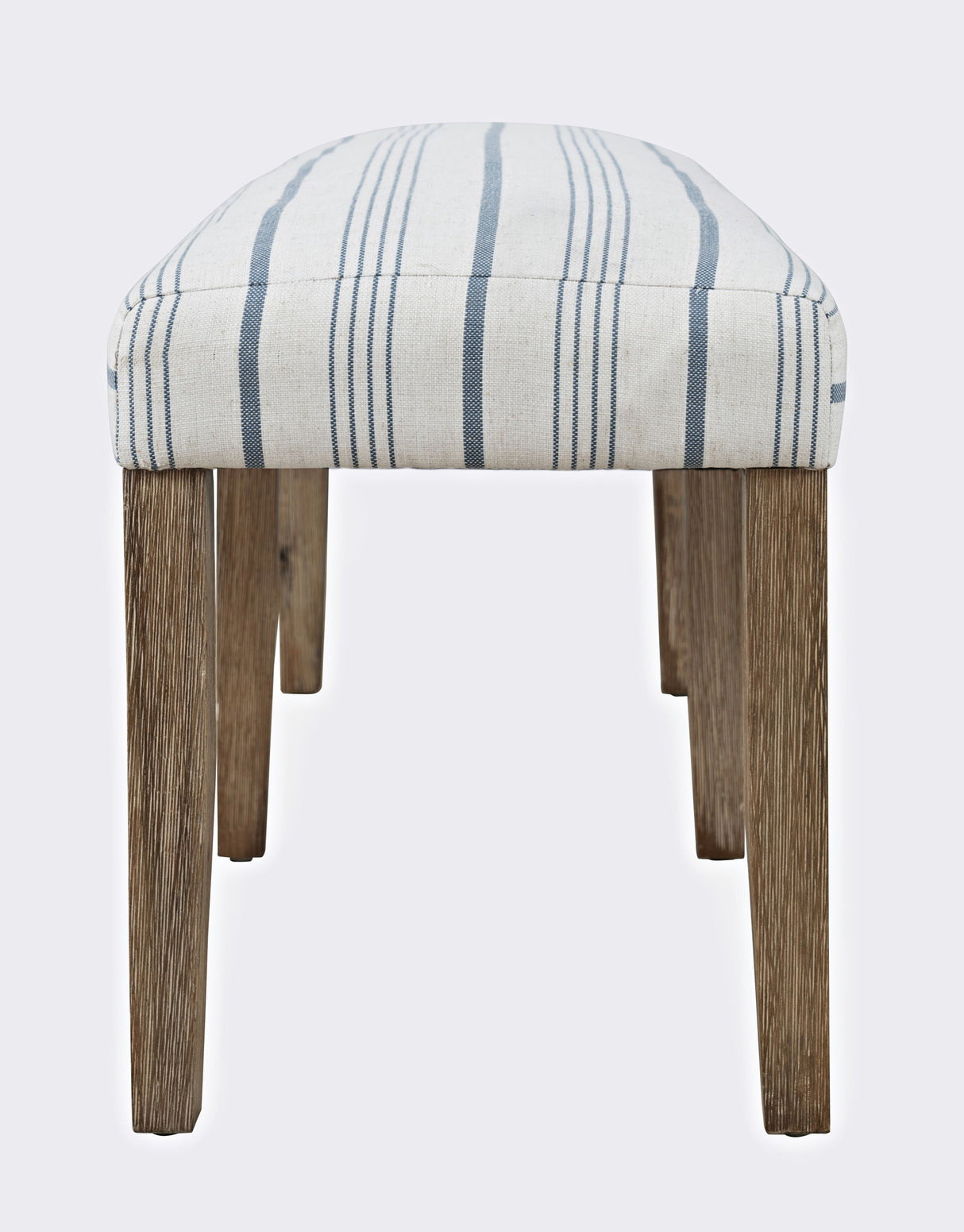 Eastern Tides - Upholstered Bench - Blue Stripe / Light Brown