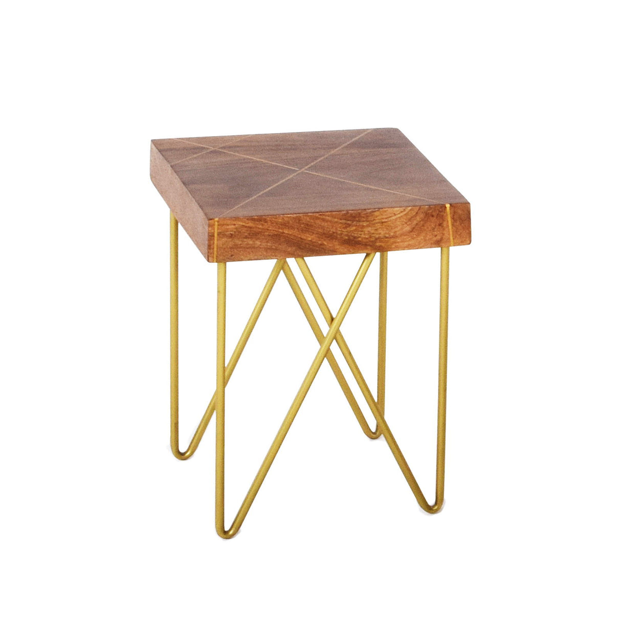 Walter - Brass Inlay End Table - Brown