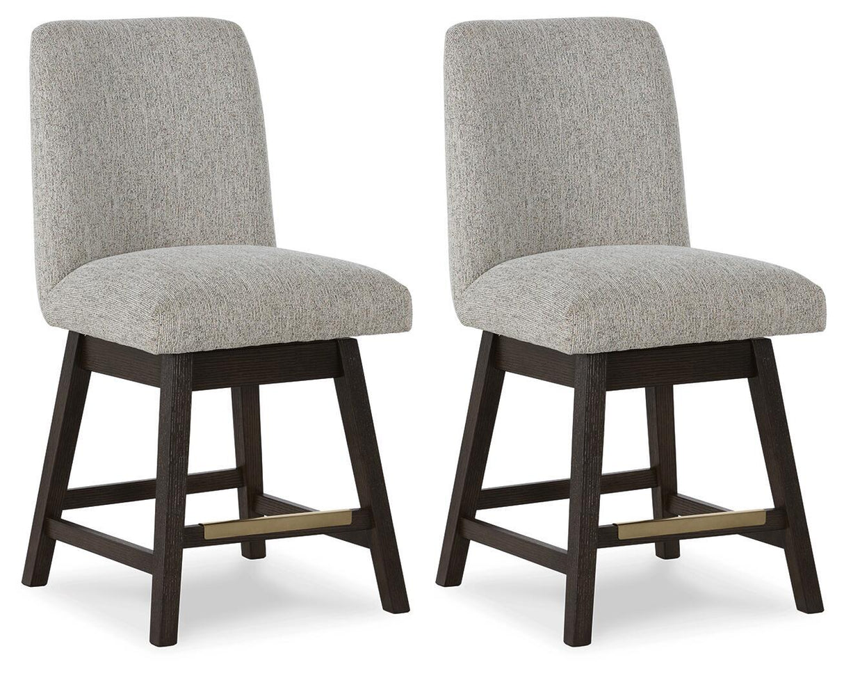 Burkhaus - Upholstered Swivel Barstool (Set of 2) - Beige / Dark Brown