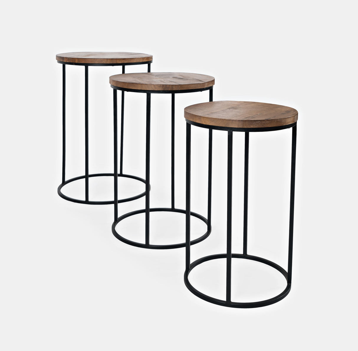 Global Archive - Warner Round Nesting Tables - Rustic Brown