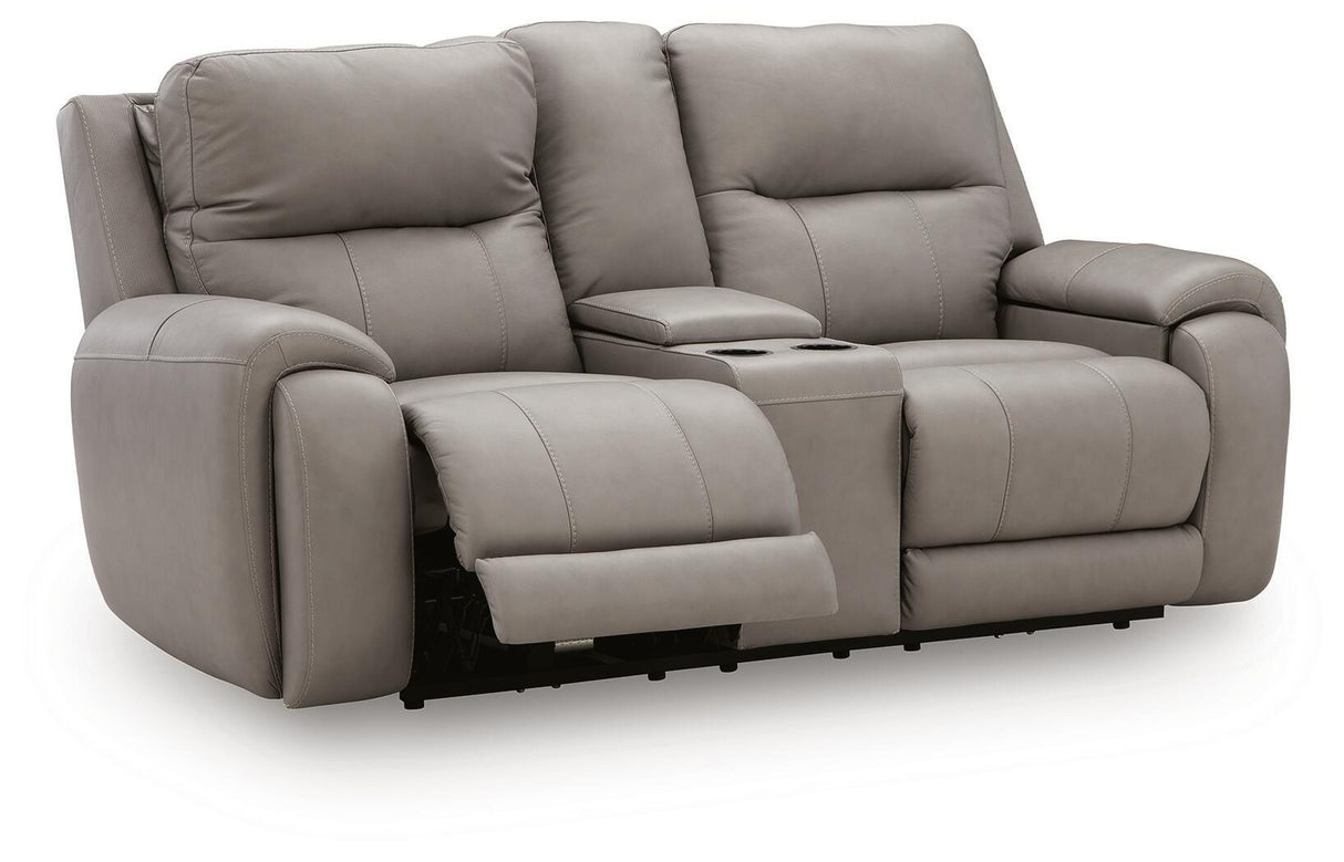 Real Moments - Power Reclining Loveseat With Audio Seating - Ash