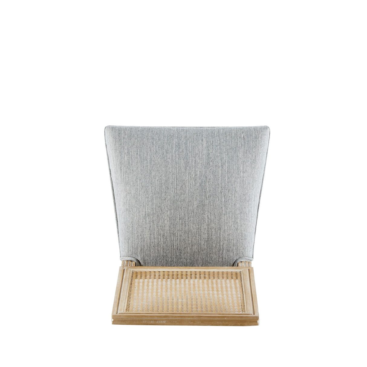 French Country Dining Chair With Rectangular Cane Backrest And Smooth Upholstered Seating