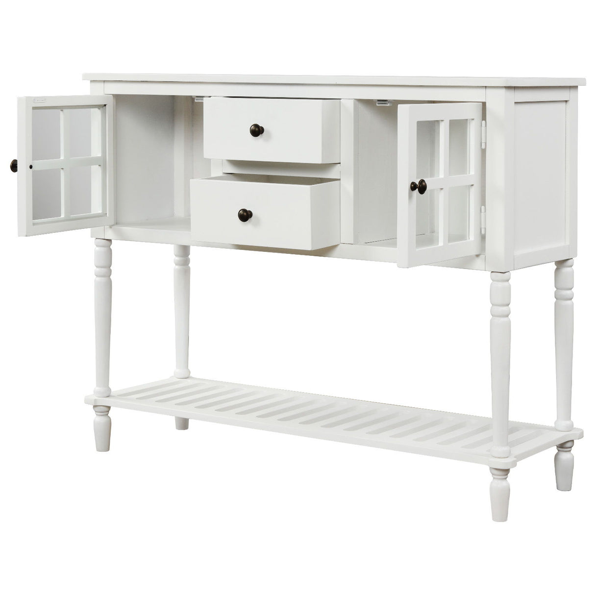Hearth & Haven Stella Buffet Storage Cabinet With Bottom Shelf, White