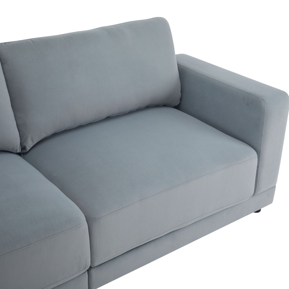Modern Square Arm Sofa With Soft Fabric Upholstery, Deep Cushions