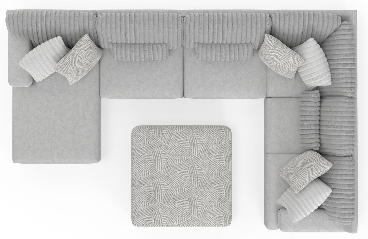 Logan - Upholstered Sectional With Comfort Coil Seating - 46" Cocktail Ottoman And Accent Pillows Included