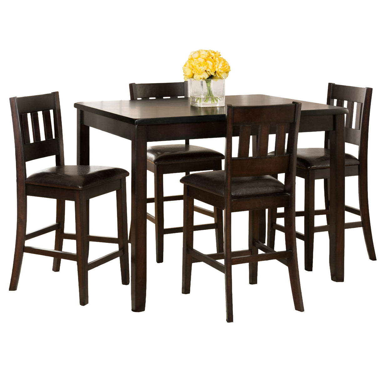 Dark Rustic Prairie - Counter 5 Piece Dining Set - Dark Brown