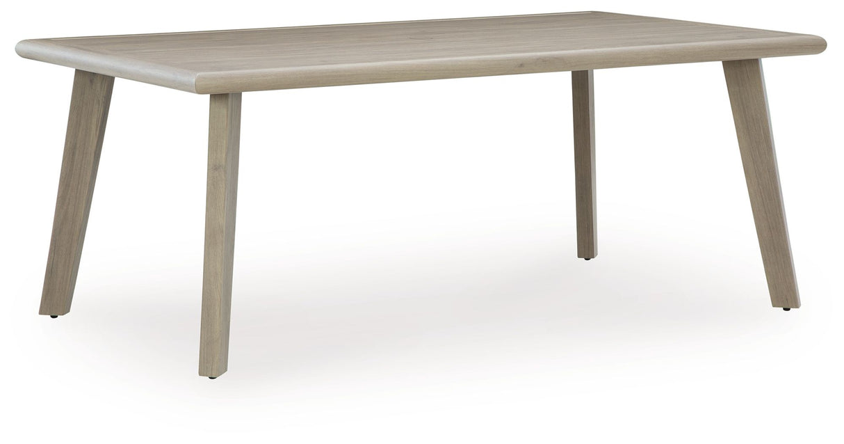 Cliff Trails - Rectangle Dining Table With Umbrella Option - Beige