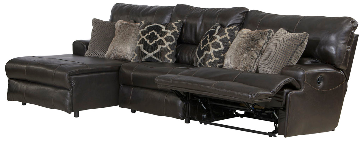 Como - 3 Piece Italian Leather Match Reclining Sectional