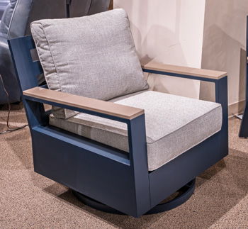 East Beach - Swivel Glider Chair With Cushion - Blue