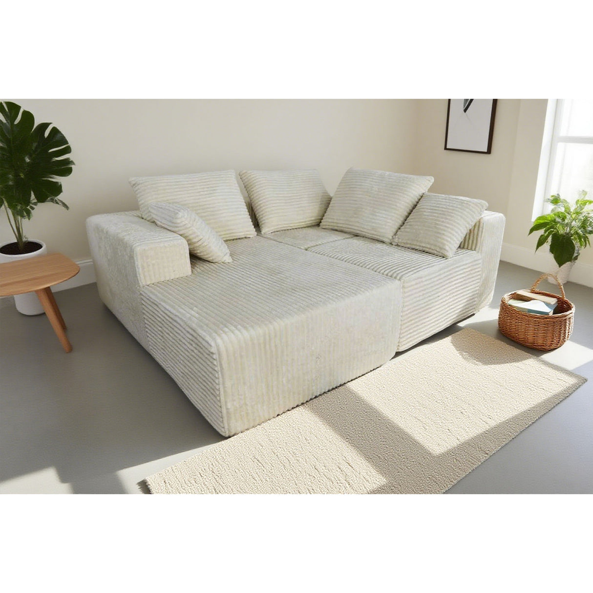 Corner Combination Sofa Sectional Couch With Soft Plush Fabric