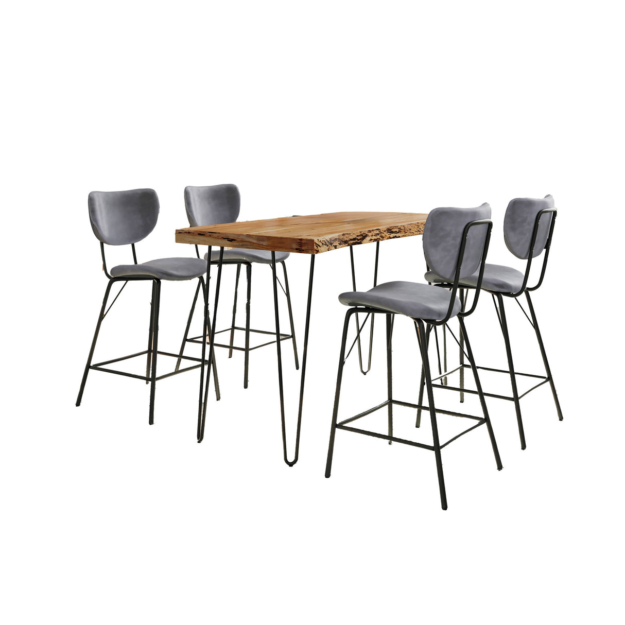 Nature's Edge - 5 Piece Counter Set With Modern Barstools - Natural