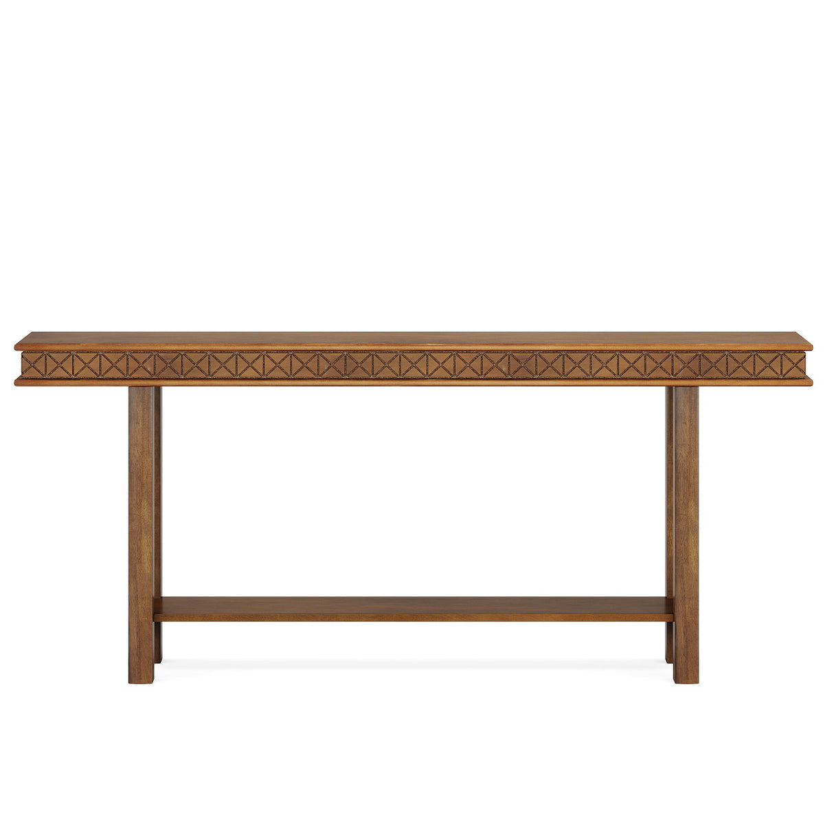 Extra Long Console Table, Sofa Table With 2 Tier Storage For Living Hallway - Rustic Brown