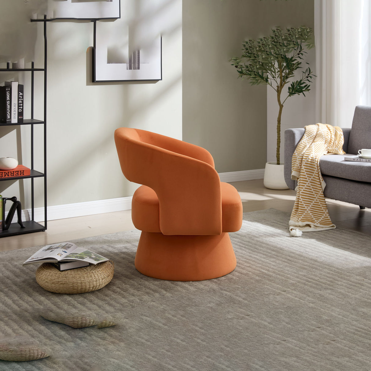 Swivel Barrel Chair With 360 Degree Rotation