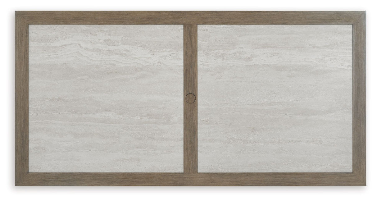 Rainier Ranch - Rectangle Dining Table With Umbrella Option - Brown / Beige