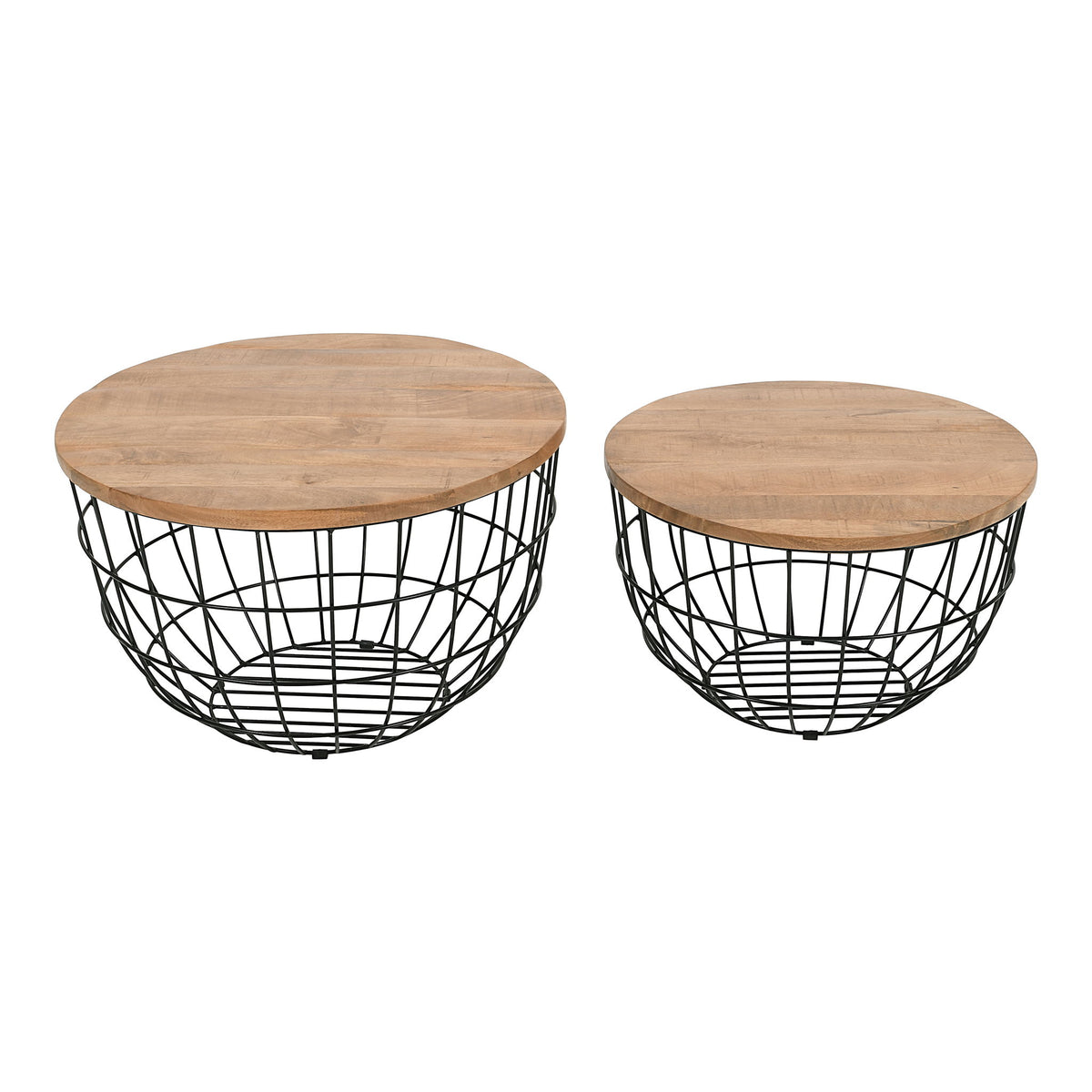 Global Archive - Rondo Nesting Coffee Tables - Black / Light Brown