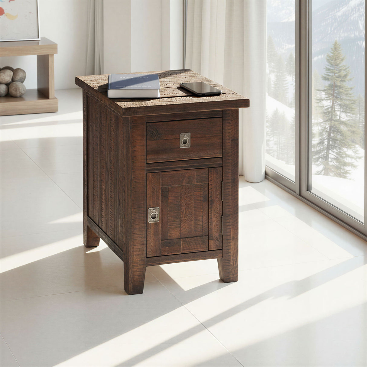 Kona Grove - Cabinet Chairside Table - Chocolate Dark Brown