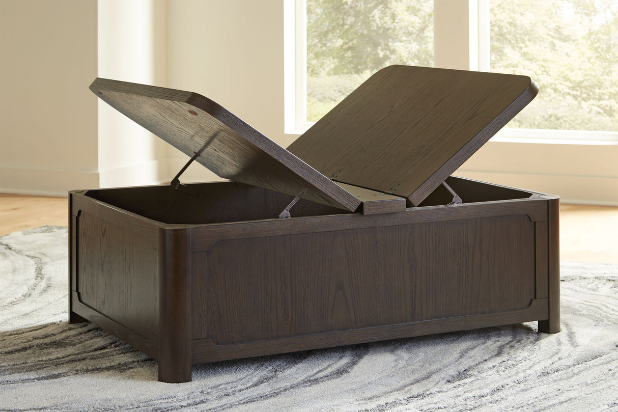 Breckington - Cocktail Table With Storage - Dark Brown