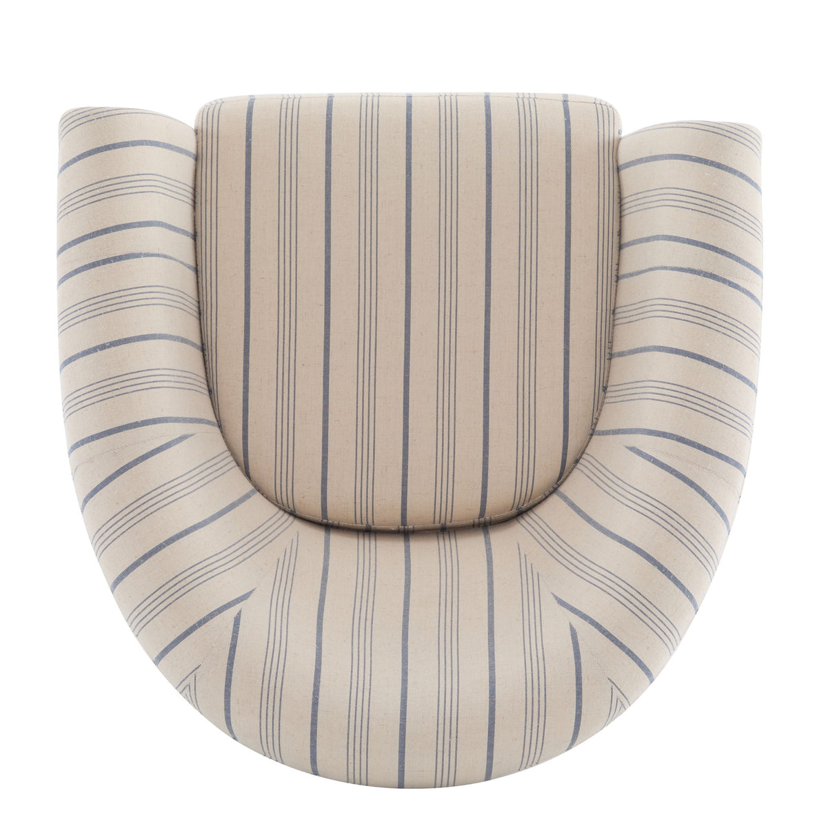 Modern Barrel Fabric Striped Barrel Chair With Channel Stitching - Beige / Blue Stripe