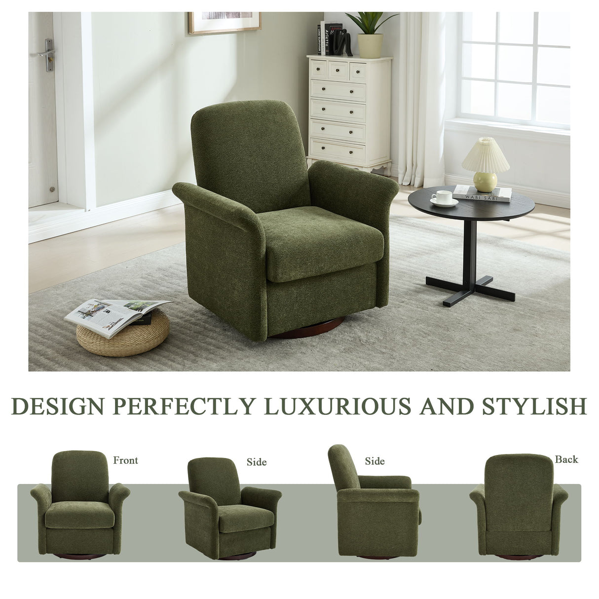 Modern Swivel Barrel Accent Chair With Base