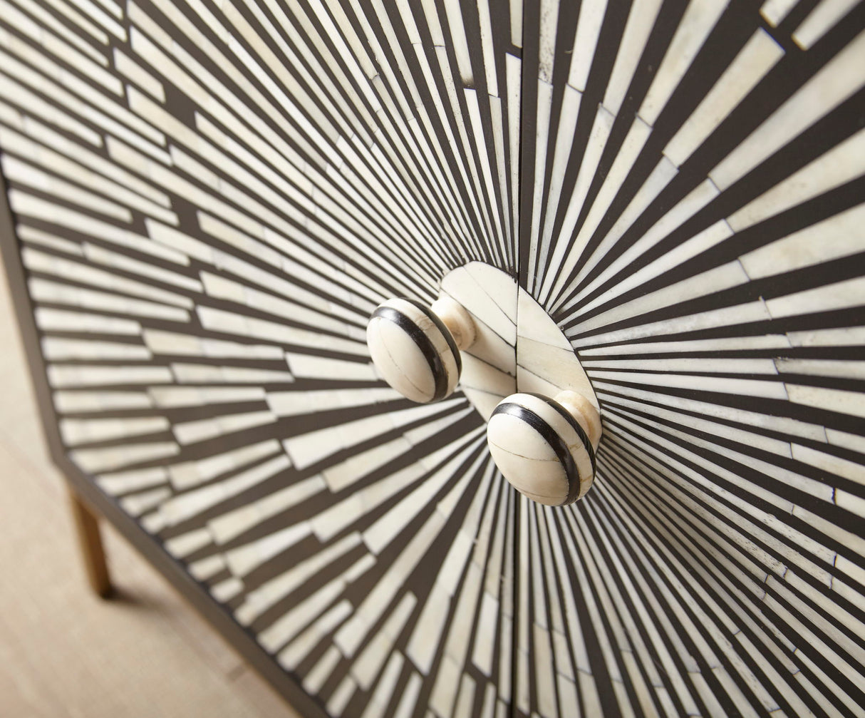 Amika - 2 Door Sunburst Bone Cabinet - Black