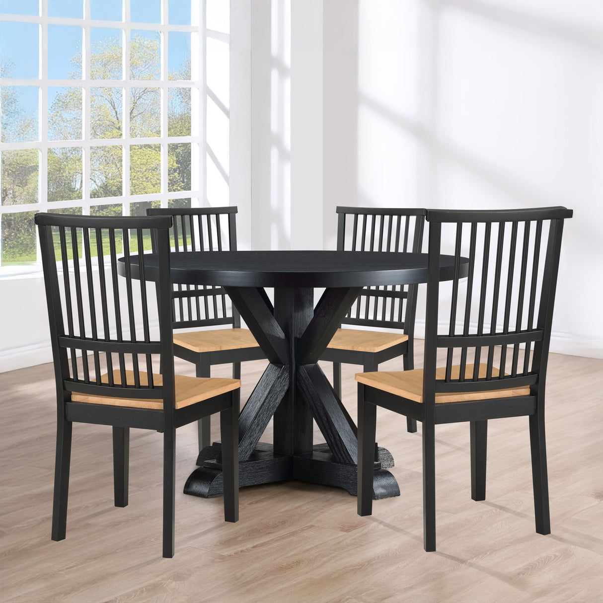 Magnolia - 48" Table With 4 Magnolia Chairs - Black