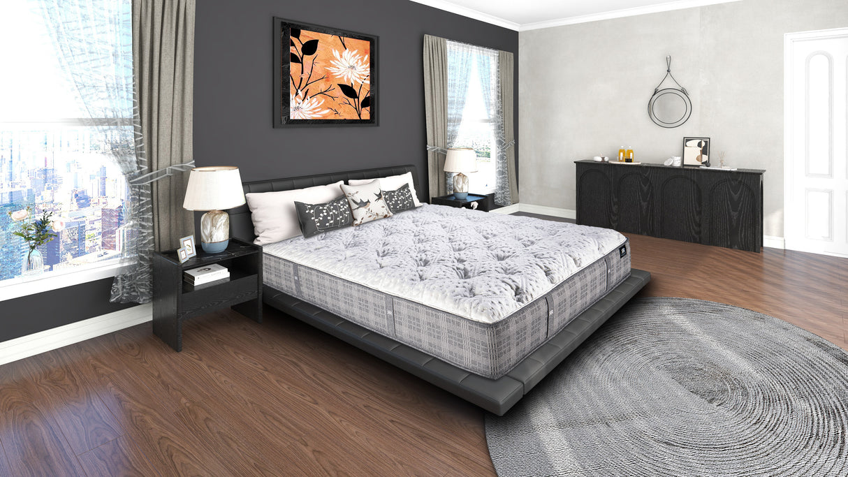 Reserve Royal Cushion Firm mattress with silky Tencel cover, balanced support and moisture-wicking comfort.