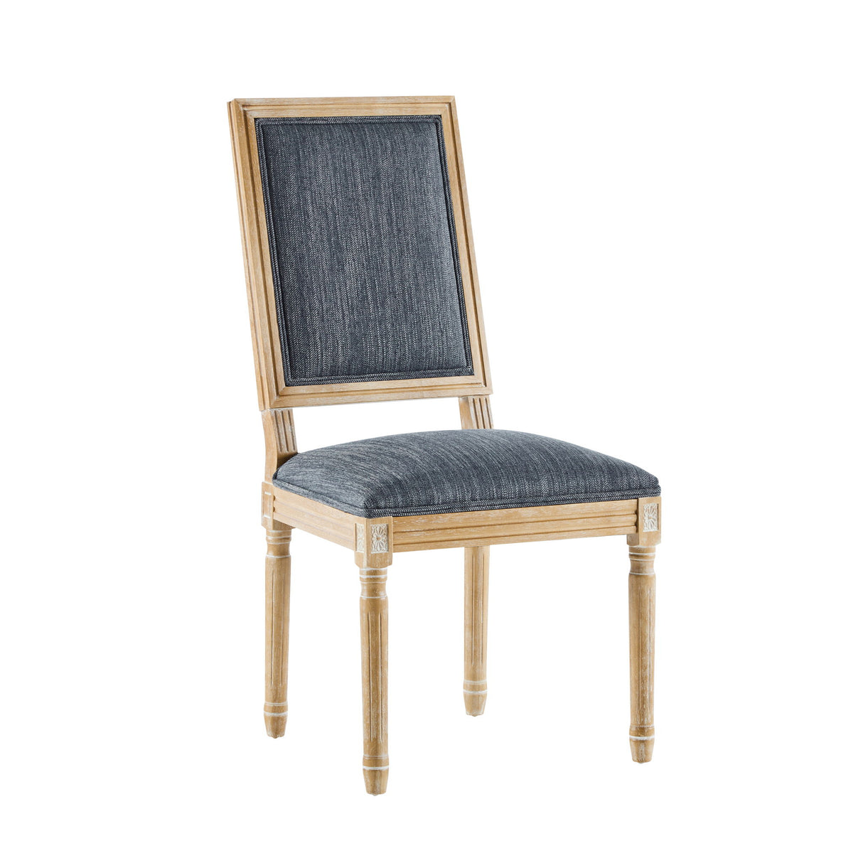 French Country Style Dining Chair With Upholstered Seating And Fluted Legs