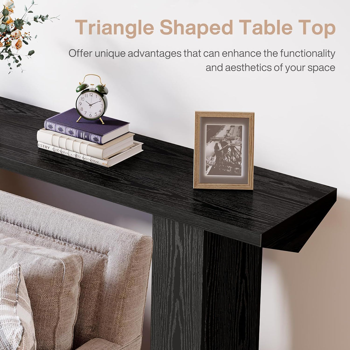 Extra Long Narrow Console Table For Entryway & Hallway - Black / White Print