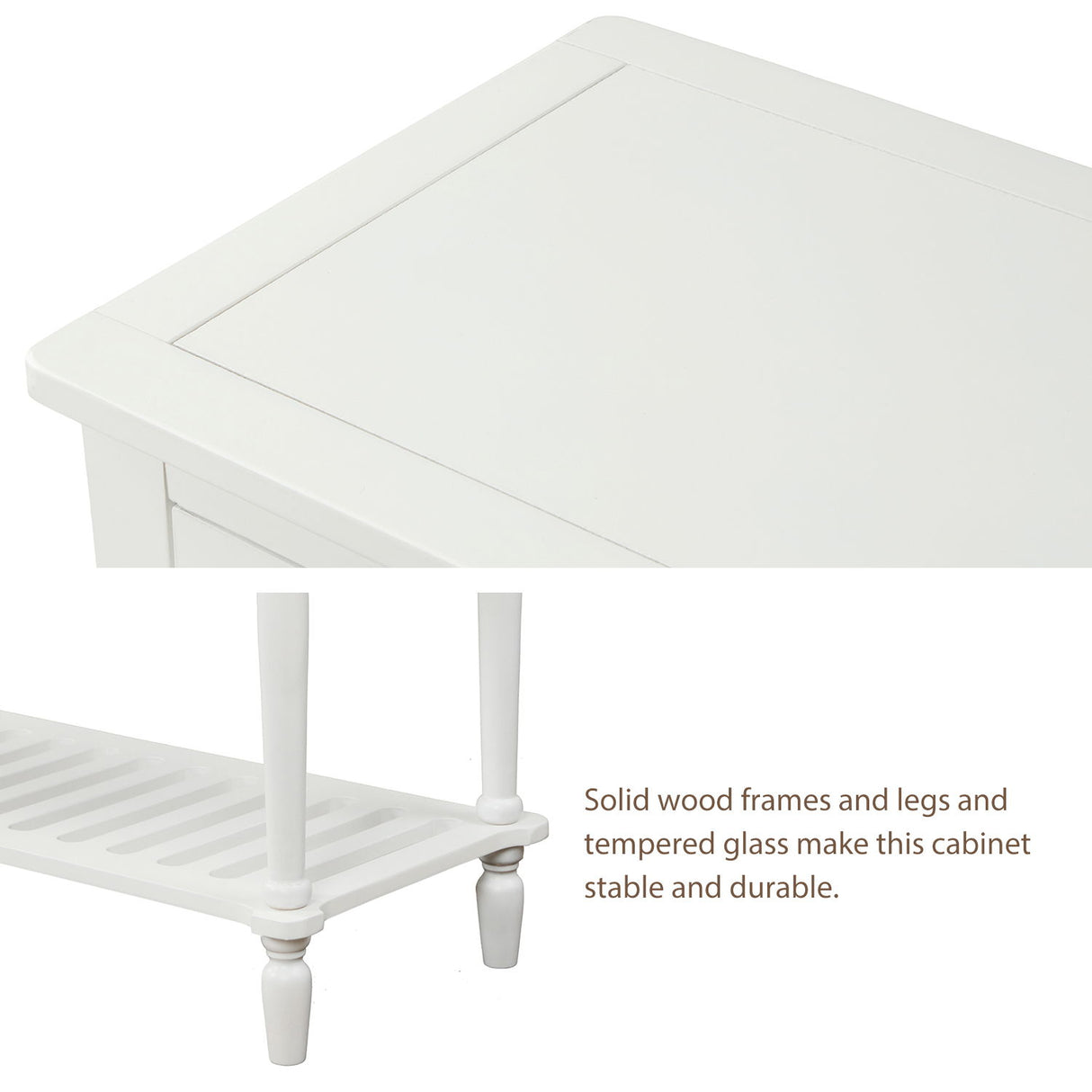 Hearth & Haven Stella Buffet Storage Cabinet With Bottom Shelf, White