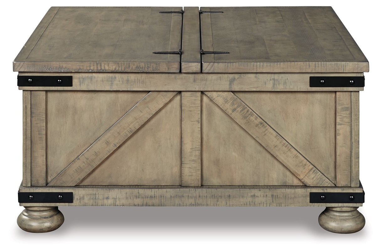 Aldwin - Cocktail Table With Storage - Square - Gray