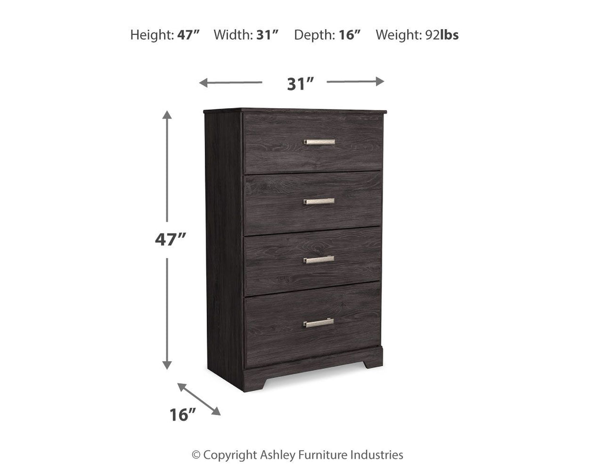 Belachime - Four Drawer Chest - Charcoal