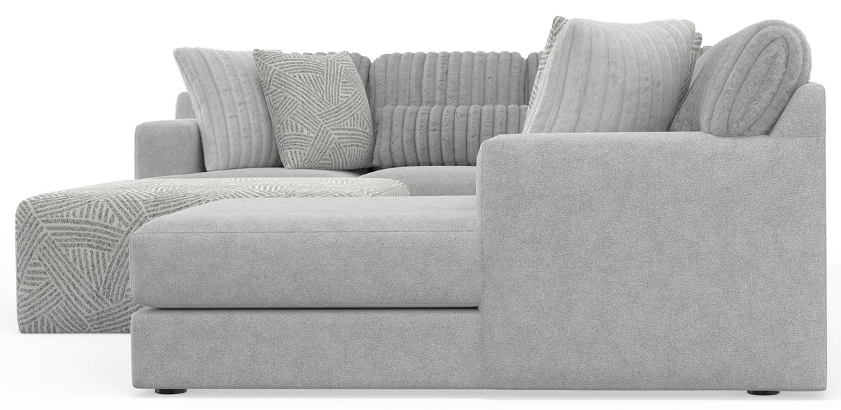 Logan - Upholstered Sectional With Comfort Coil Seating - 46" Cocktail Ottoman And Accent Pillows Included