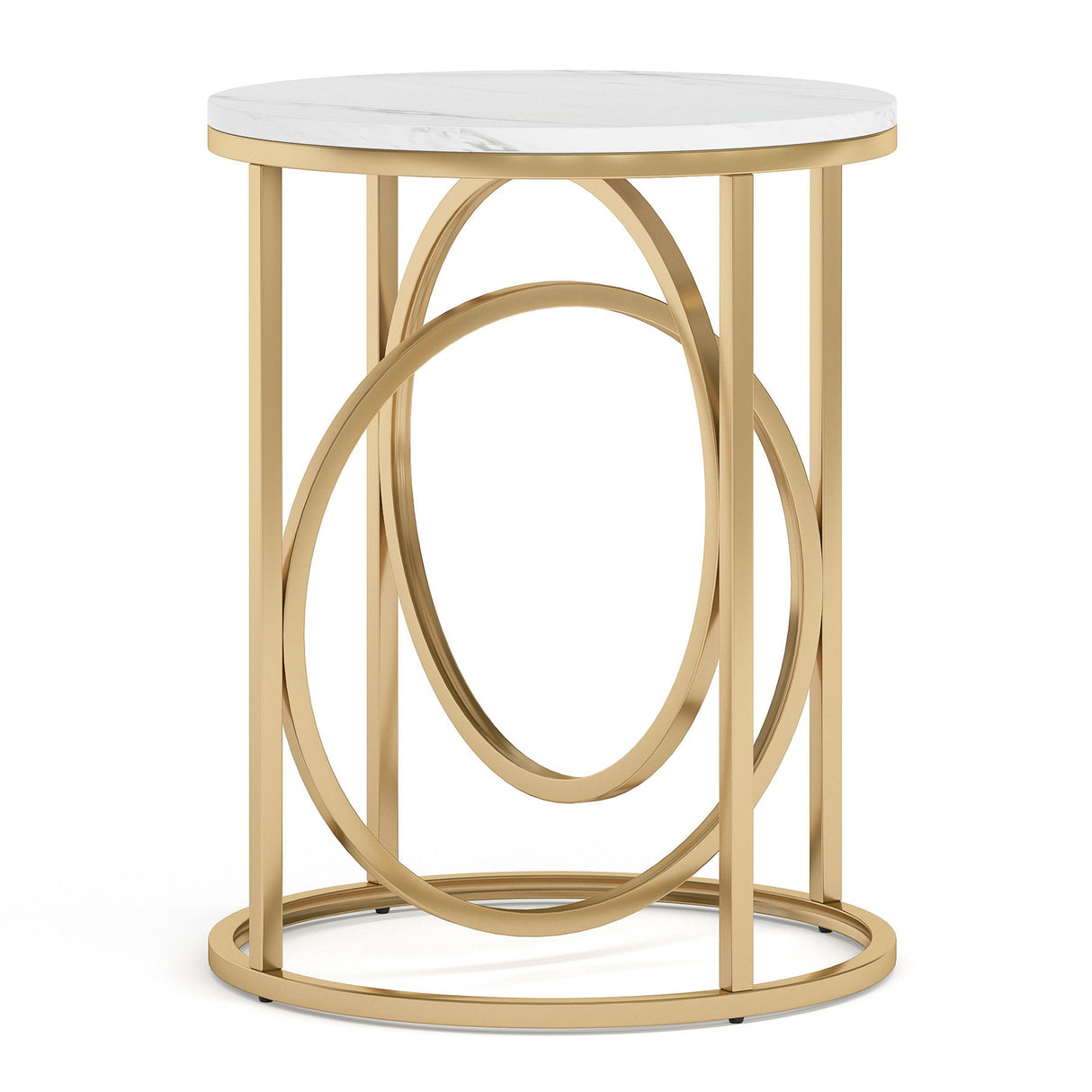 Round End Table - White / Gold