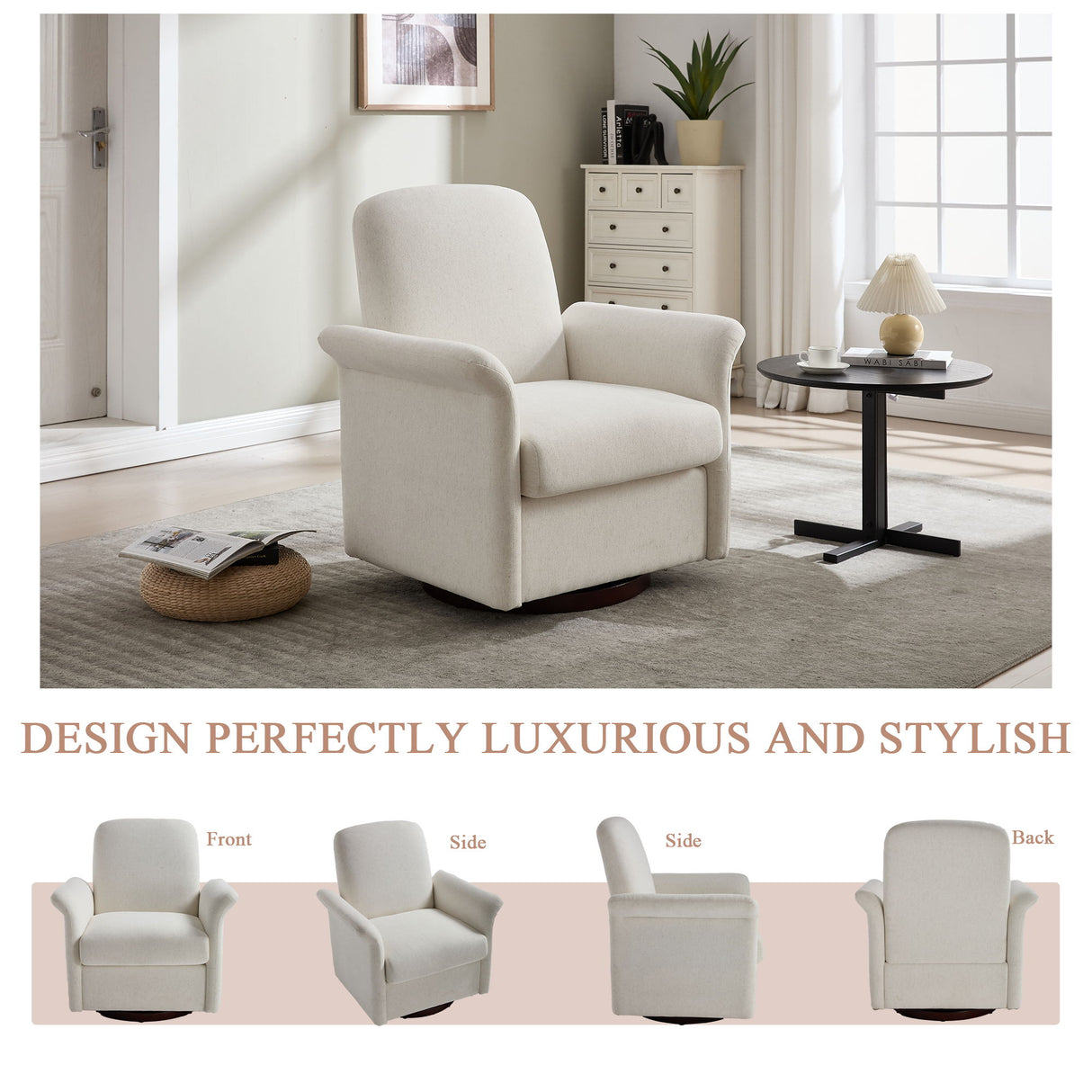 Modern Swivel Barrel Accent Chair With Base