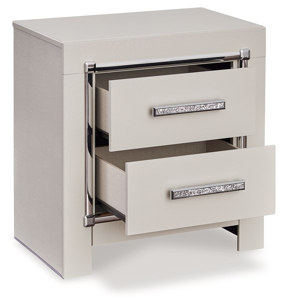 Zyniden - Two Drawer Night Stand - Silver