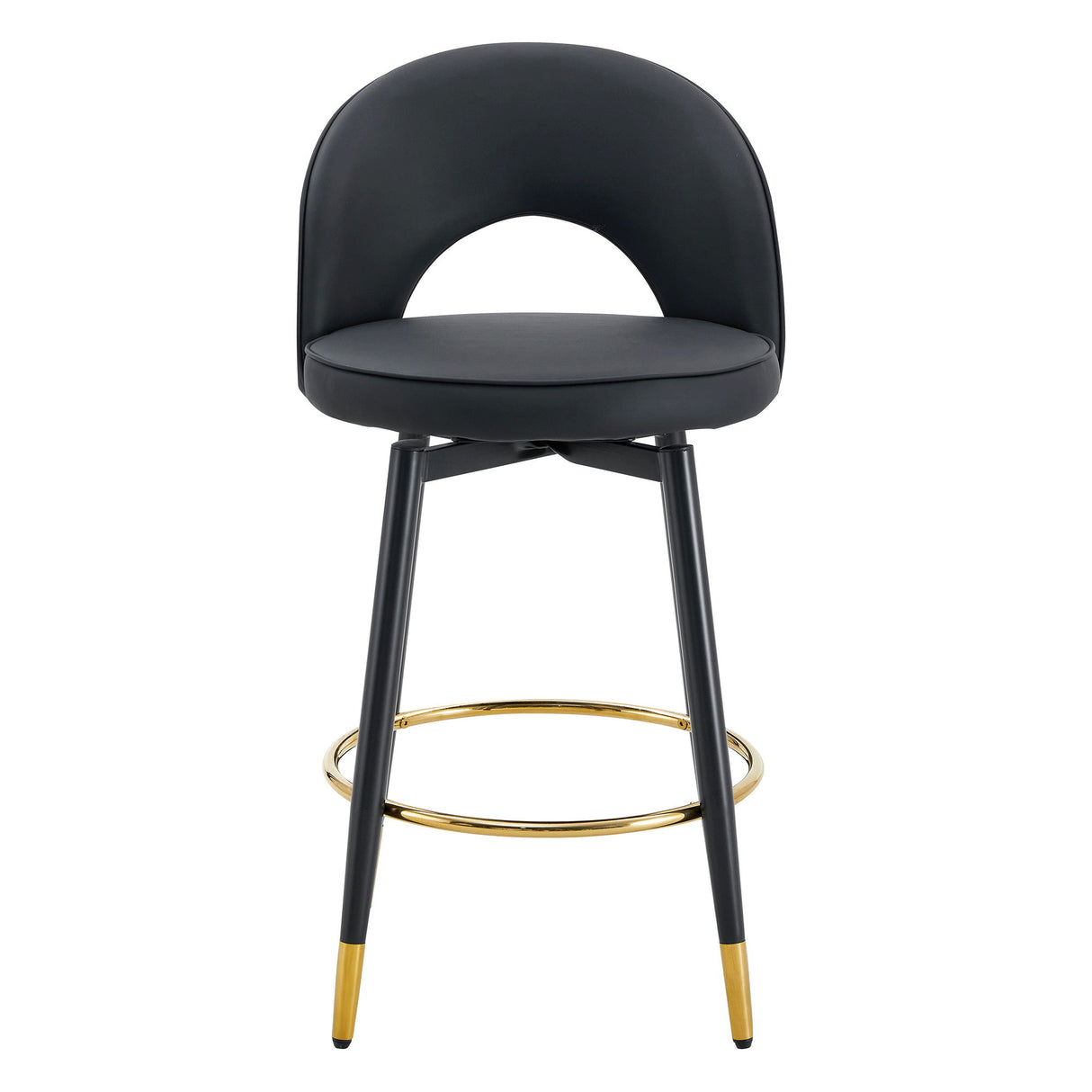 Modern Upholstered 360° Rotatable Bar Chair With Metal Legs For Dining Room (Set of 2)