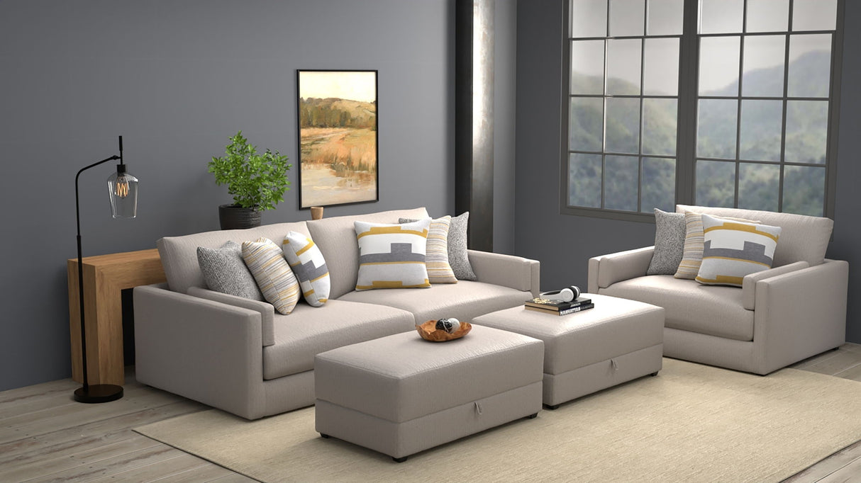 Trevor - Extra Deep Oversized Sofa With Included Storage Cocktail Ottoman