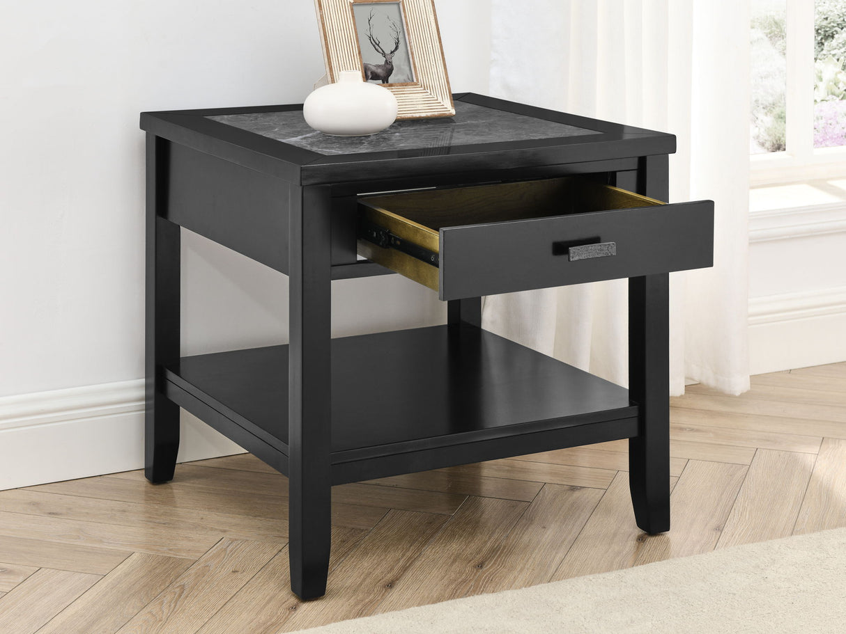 Garvine - Sintered Stone End Table - Black