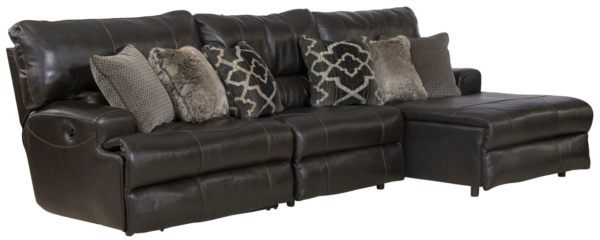 Como - 3 Piece Italian Leather Match Reclining Sectional