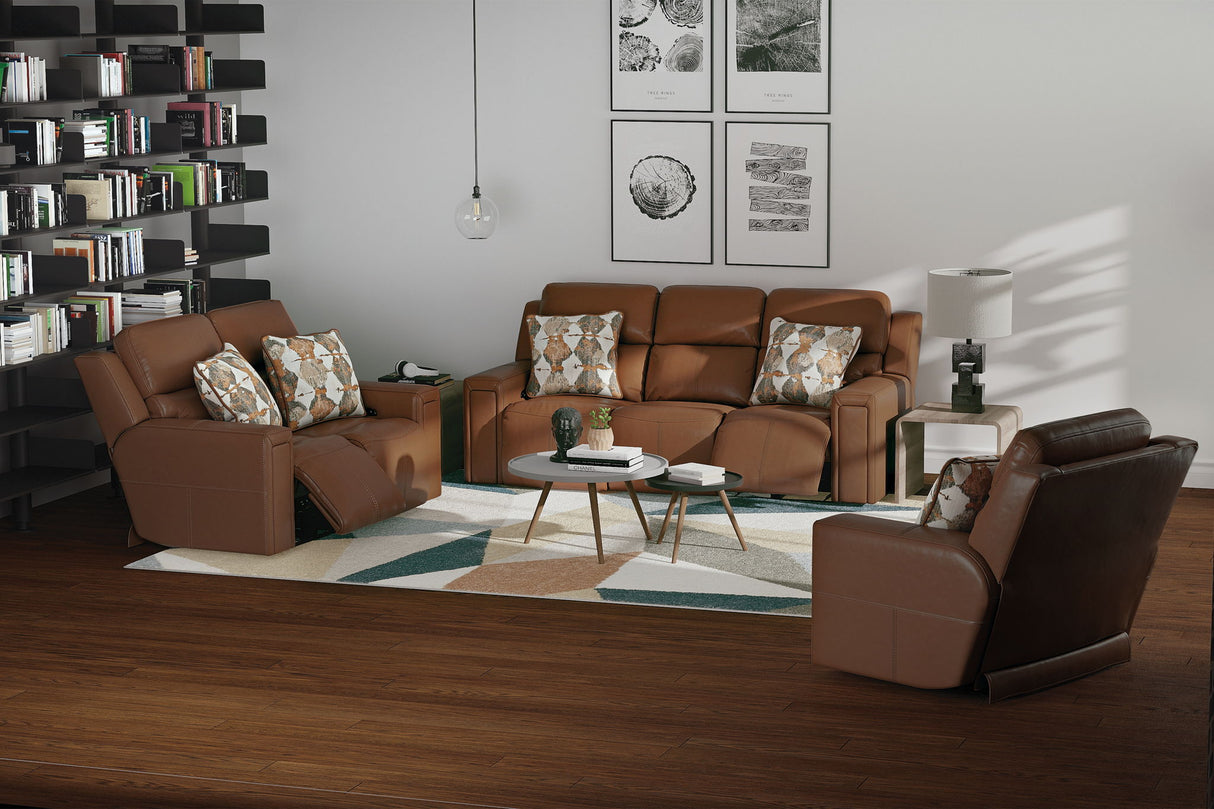 Arezzo - Power Headrest Power Lay Flat Recliner With Zero Gravity/Extended Ottoman - Whiskey