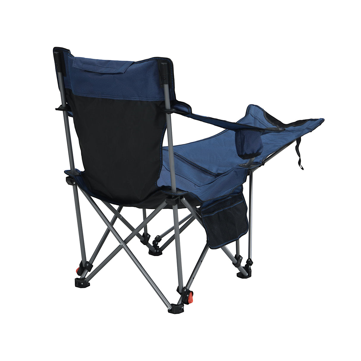 Outdoor Camping Chair With 3 Level Reclining, Side Pockets & Cup Holder, Folding With Carry Bag - Dark Blue