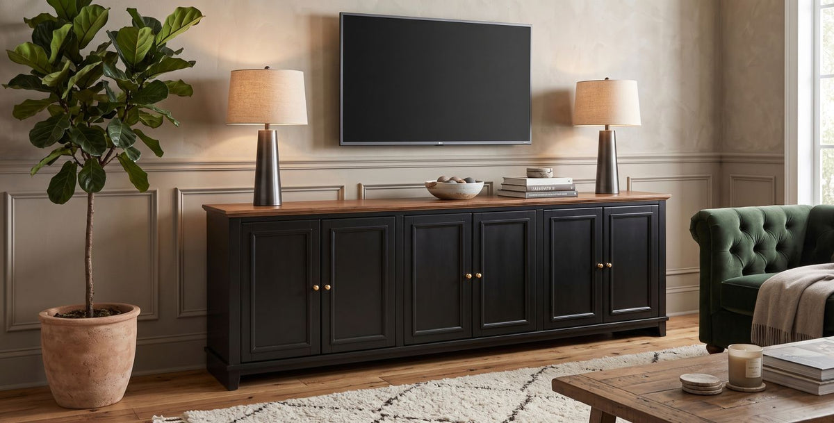 Sophia - 97" Console w/ 6 Doors - Black