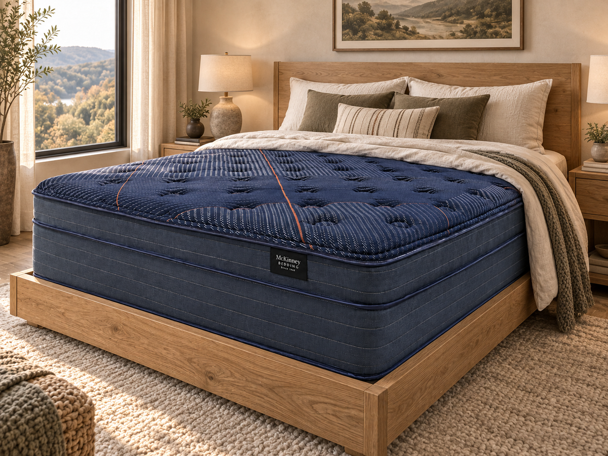 Arden EuroTop Ultra Soft Mattress in an Ozarks-inspired bedroom