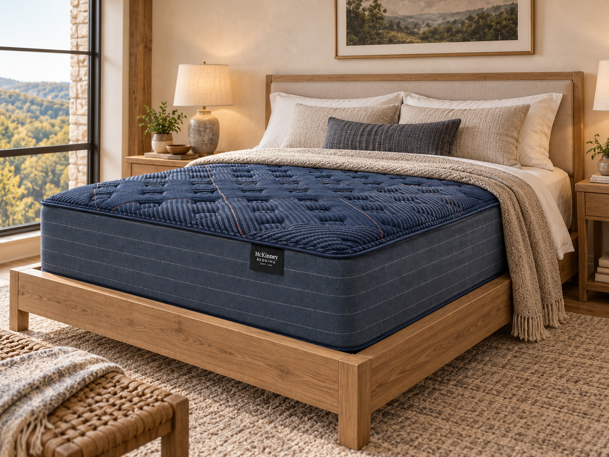 Arden Firm Mattress in a warm Ozarks-inspired bedroom