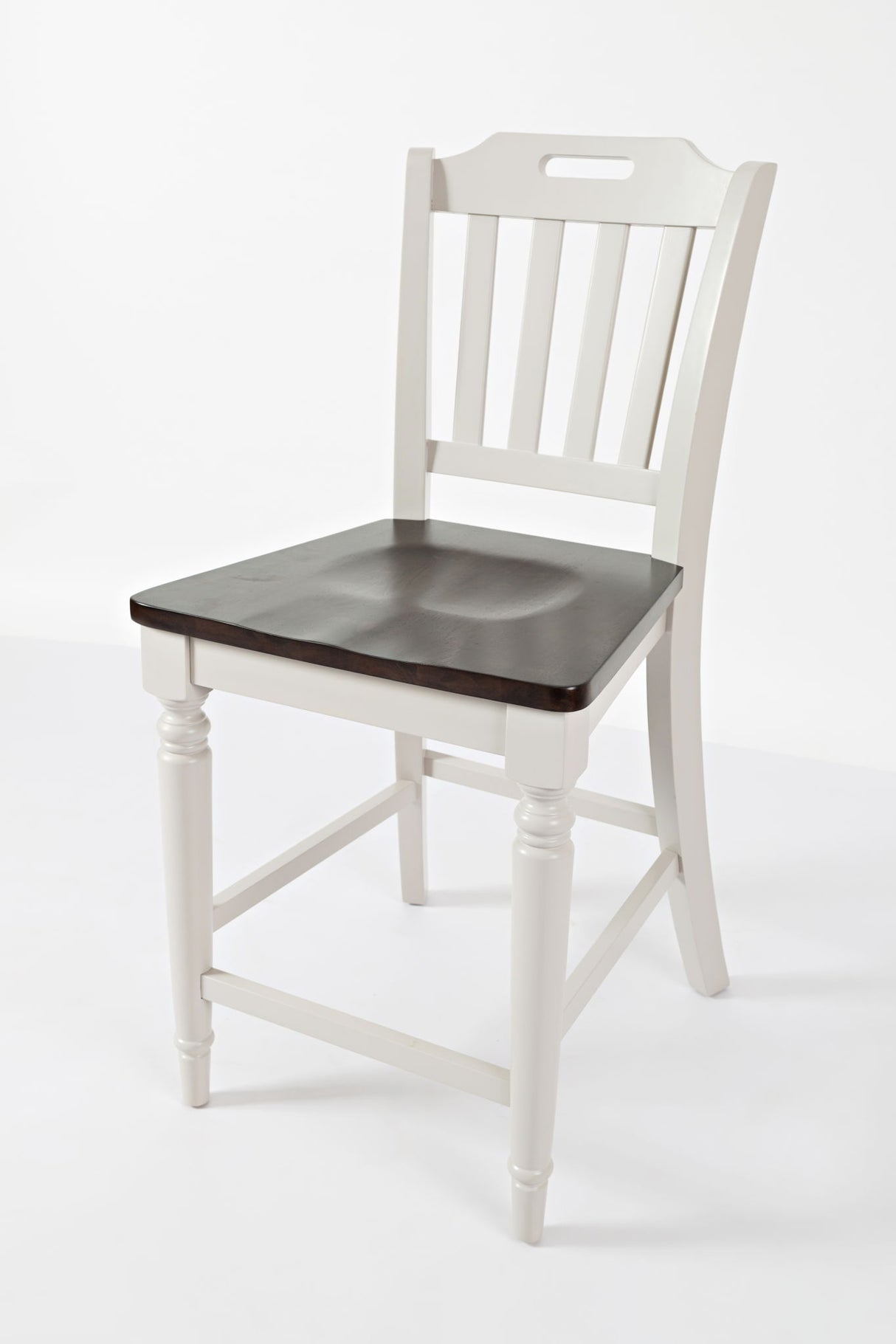 Orchard Park - Slatback Counter Stool (Set of 2) - Soft Gray / Dark Brown