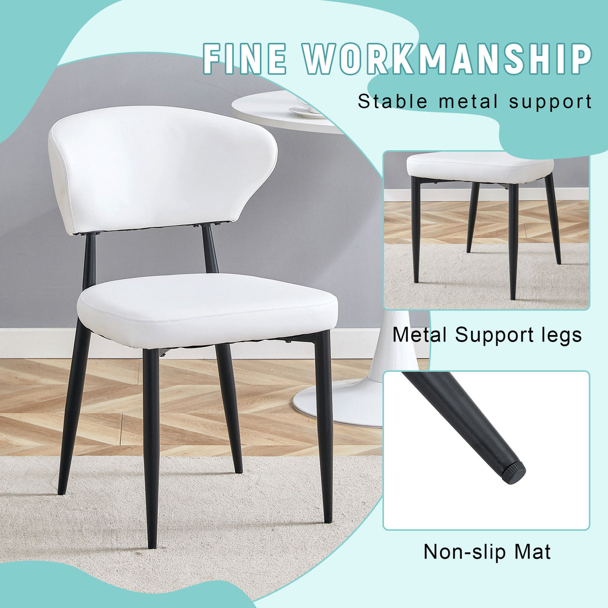 Minimalist Ergonomic Dining Chair With Curved Backres (Set of 4)